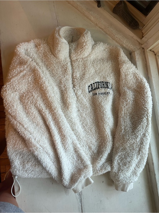 Altar'd State Tops - Altar'd State Cream Sherpa Half-Zip Sweatshirt with California Logo